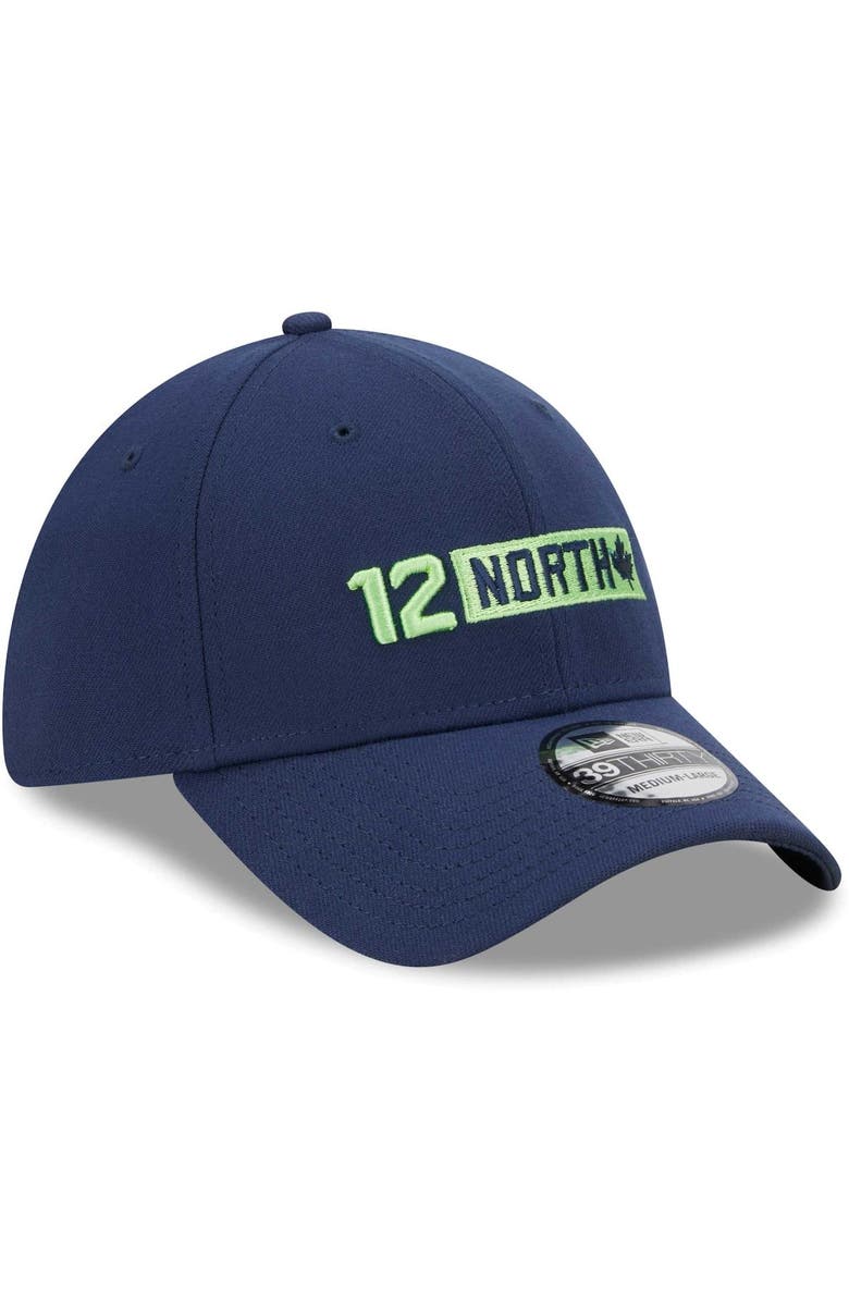 New Era Men's New Era College Navy Seattle Seahawks 12 North Collection 39THIRTY Flex Hat, Alternate, color, Navy
