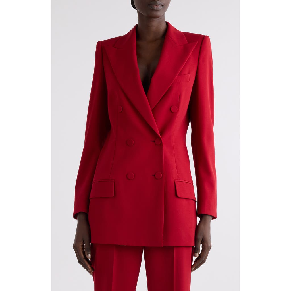 Dries Van Noten Fitted Double Breasted Wool Blazer In Red