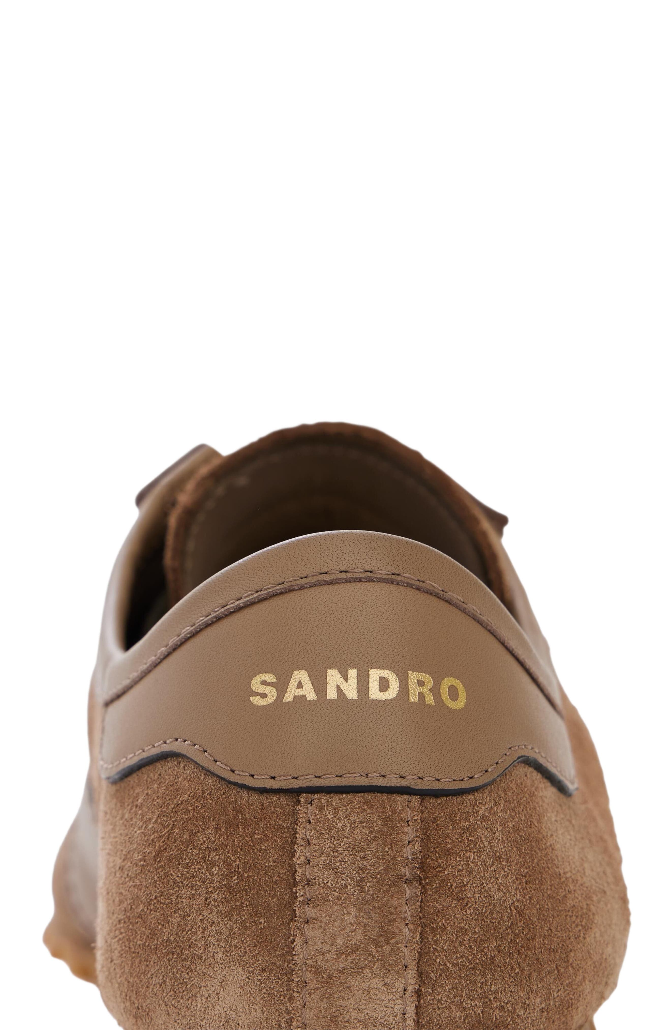Leather and suede low-top sneakers, Alternate, color, Cappucino
