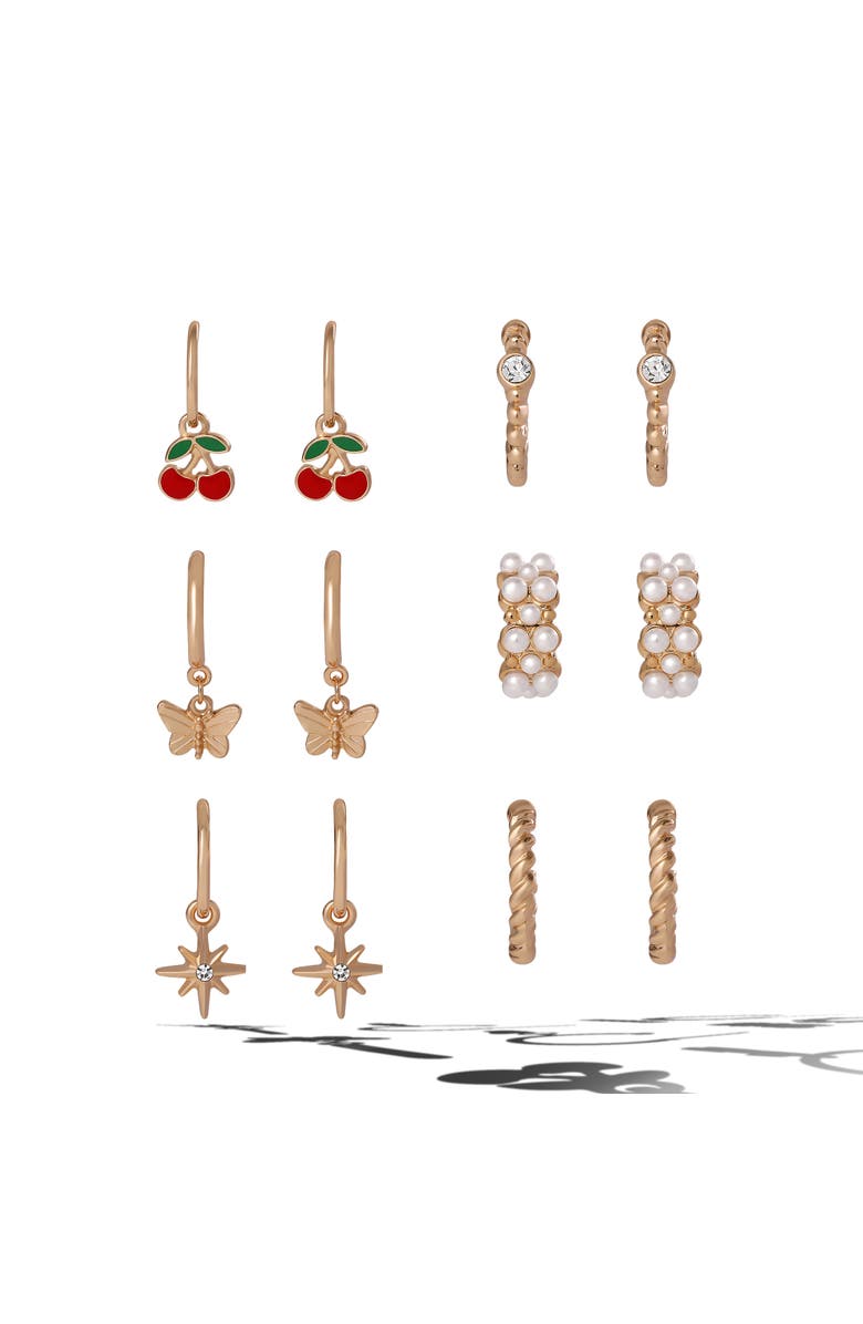 Jessica Simpson Gold Pearl Earrings Set, Alternate, color, Gold