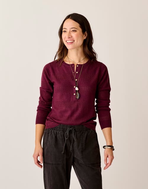Cave Designs Amara Pointelle Sweater In Burgundy
