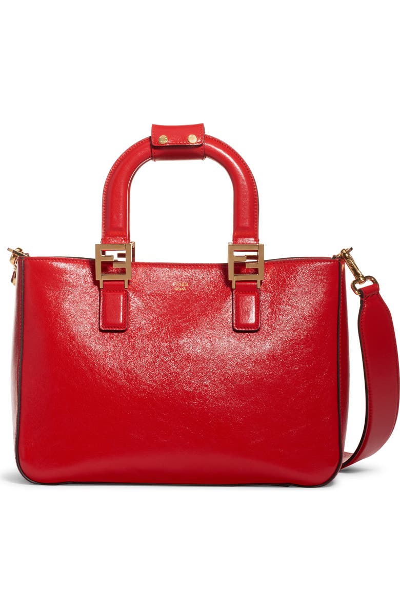 Fendi Small Glacier Top Handle Leather Tote, Main, color,