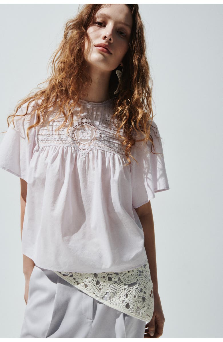 H&M Cotton blouse with eyelet embroidery, Main, color, Light Purple