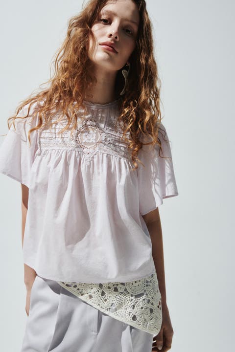 Cotton blouse with eyelet embroidery