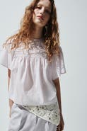 H&M Cotton blouse with eyelet embroidery