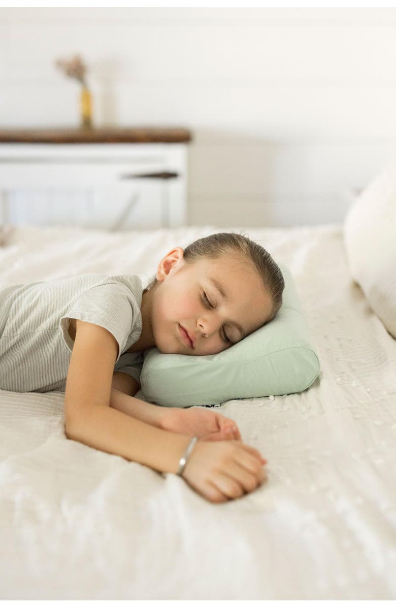 Tiny Twinkle Ergonomic Memory Foam Pillow with Fitted Pillowcase, Alternate, color, Sage