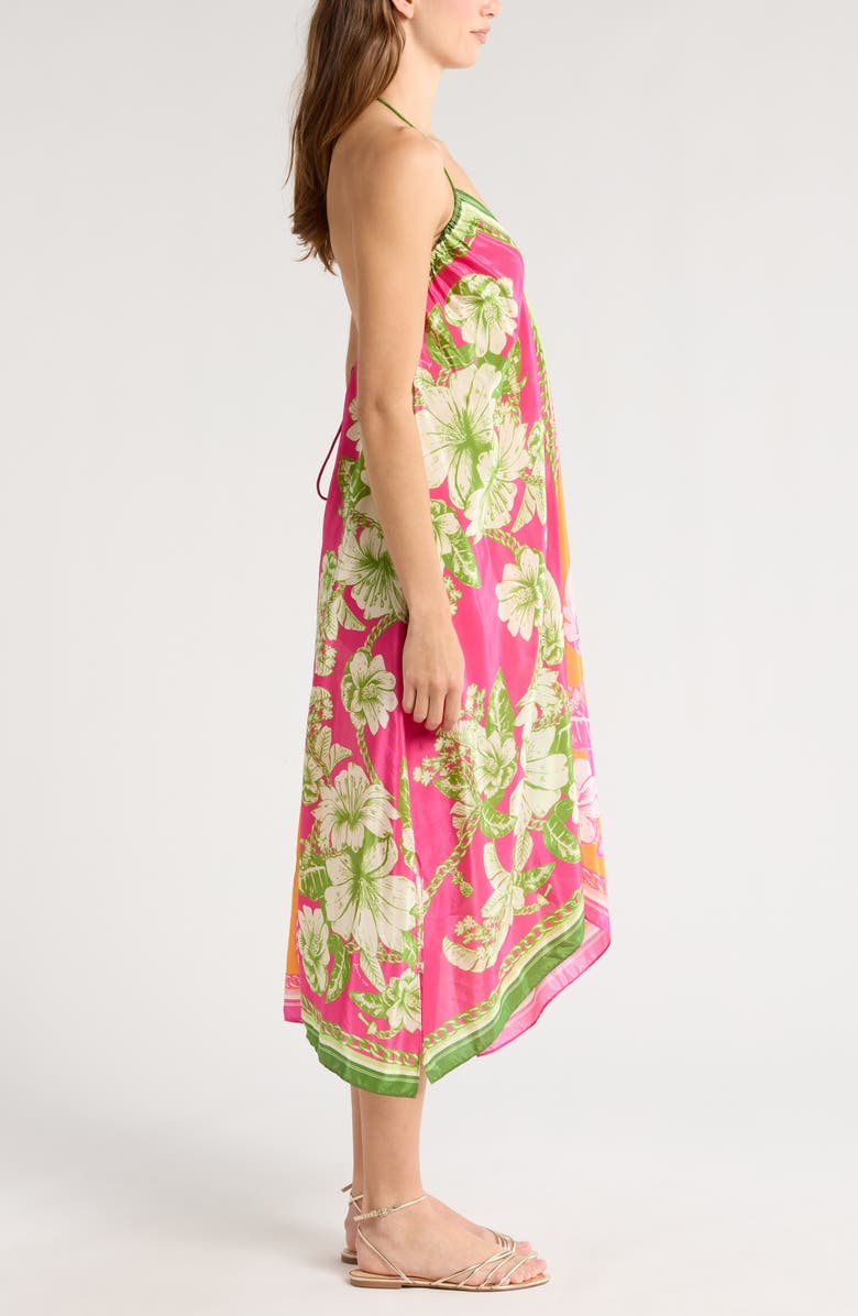FARM Rio Floral Elegance Scarf Print Halter Cover-Up Dress, Alternate, color,