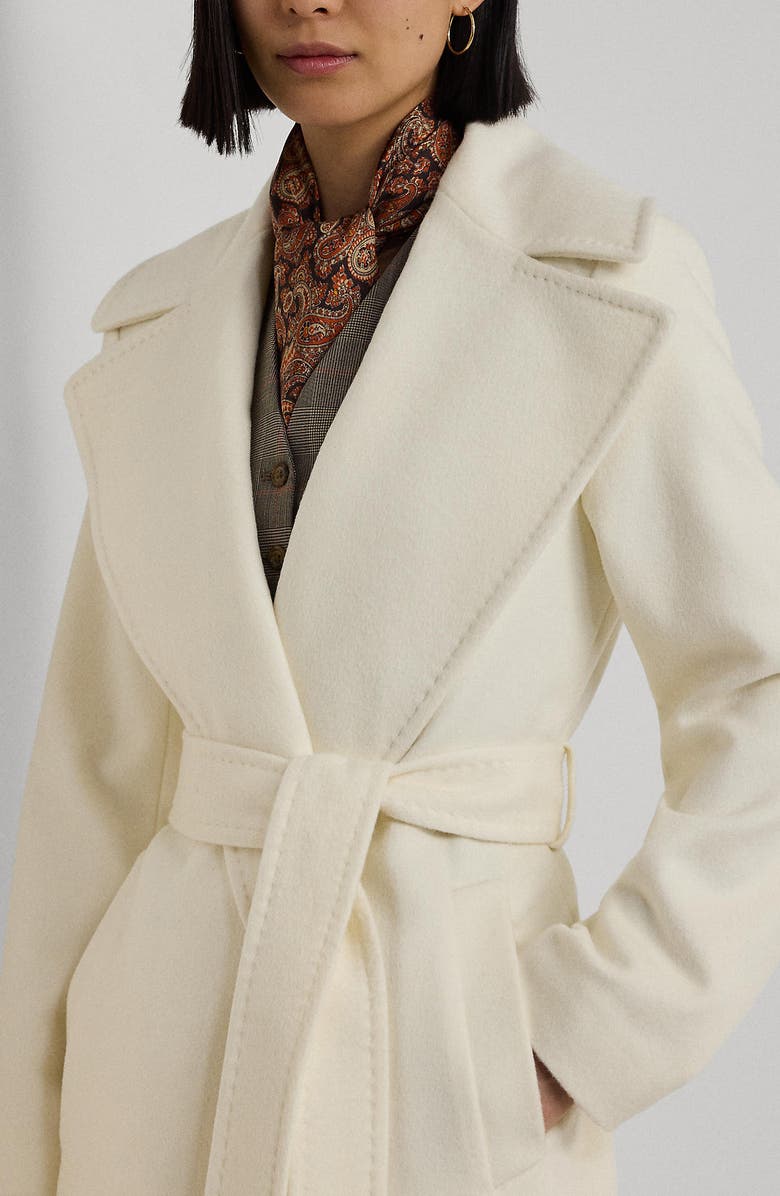 Belted Wool Blend Wrap Coat