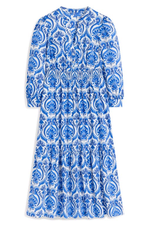 BODEN BODEN ELENA MEDALLION PRINT LONG SLEEVE COTTON MIDI DRESS
