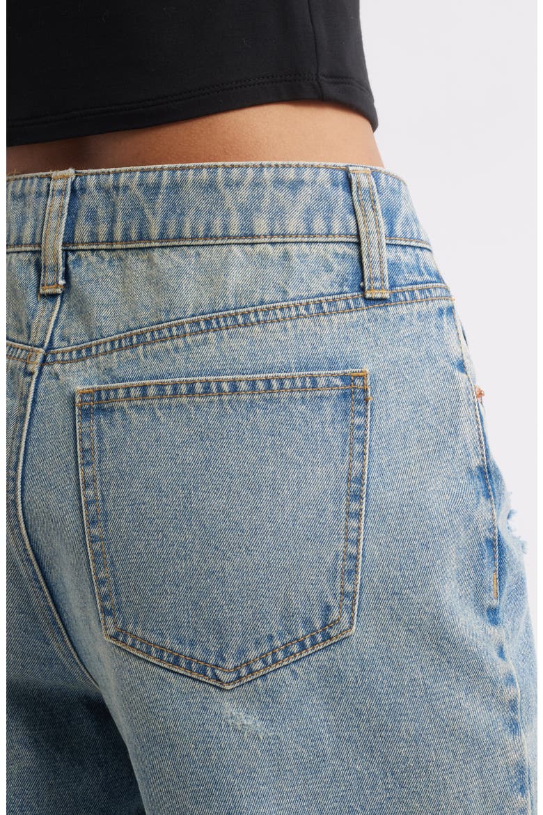 Frayed Mid Rise Denim Jorts, Alternate, color, SABRINA WASH