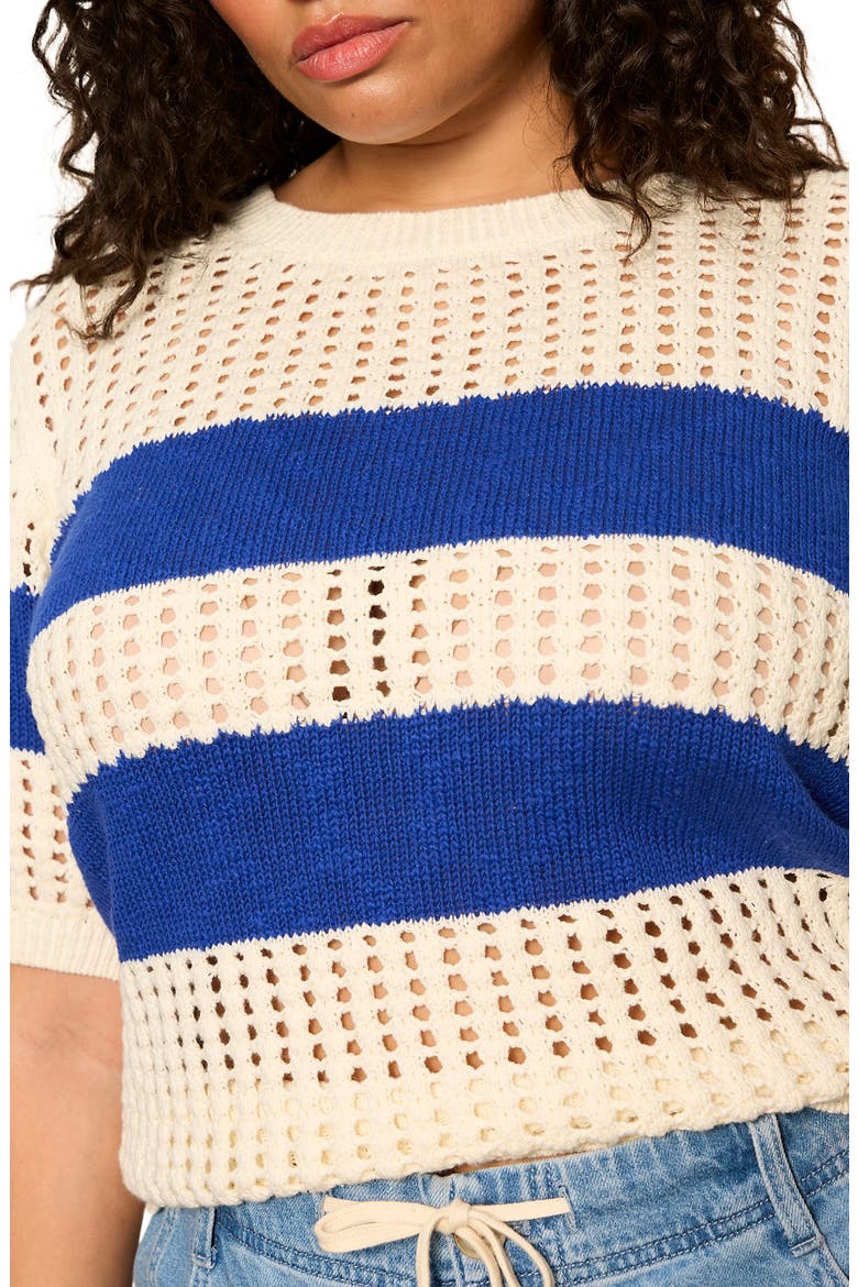 Beachside Stripe Open Stitch Sweater Tank, Alternate, color, BLUE/ COLLAGEN