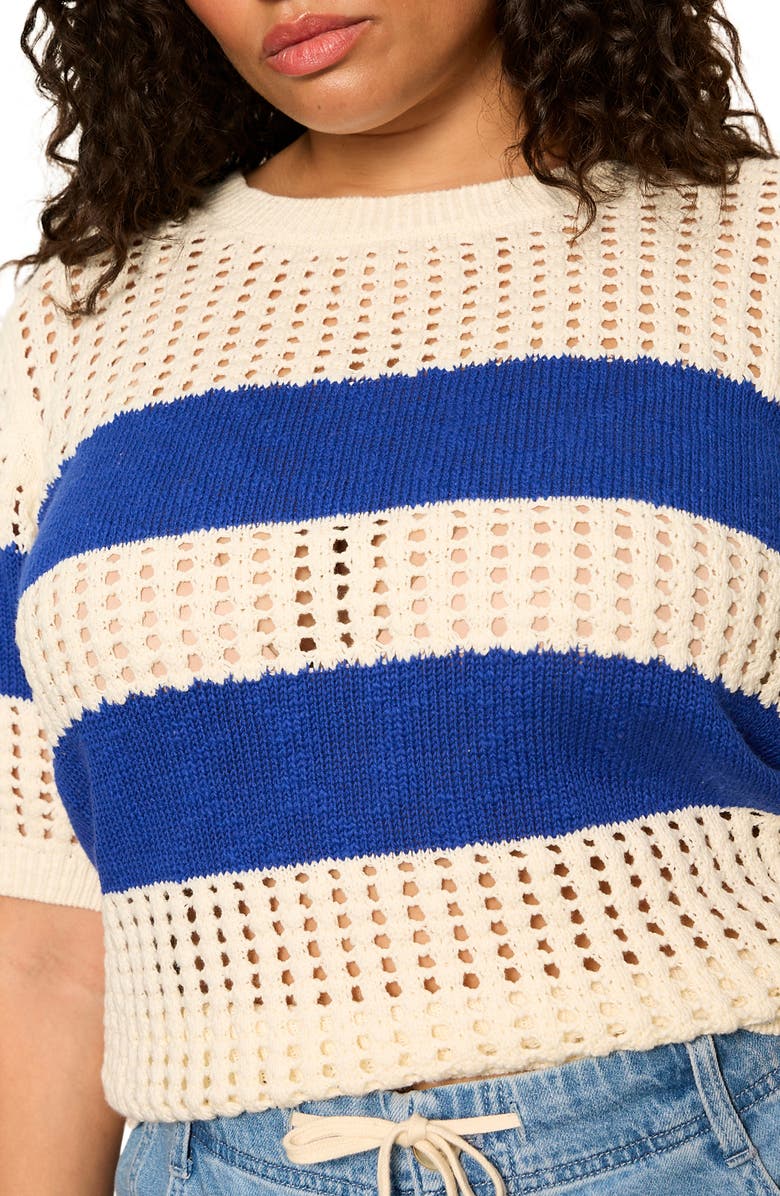 Sanctuary Beachside Stripe Open Stitch Sweater Tank, Alternate, color, Blue/ Collagen