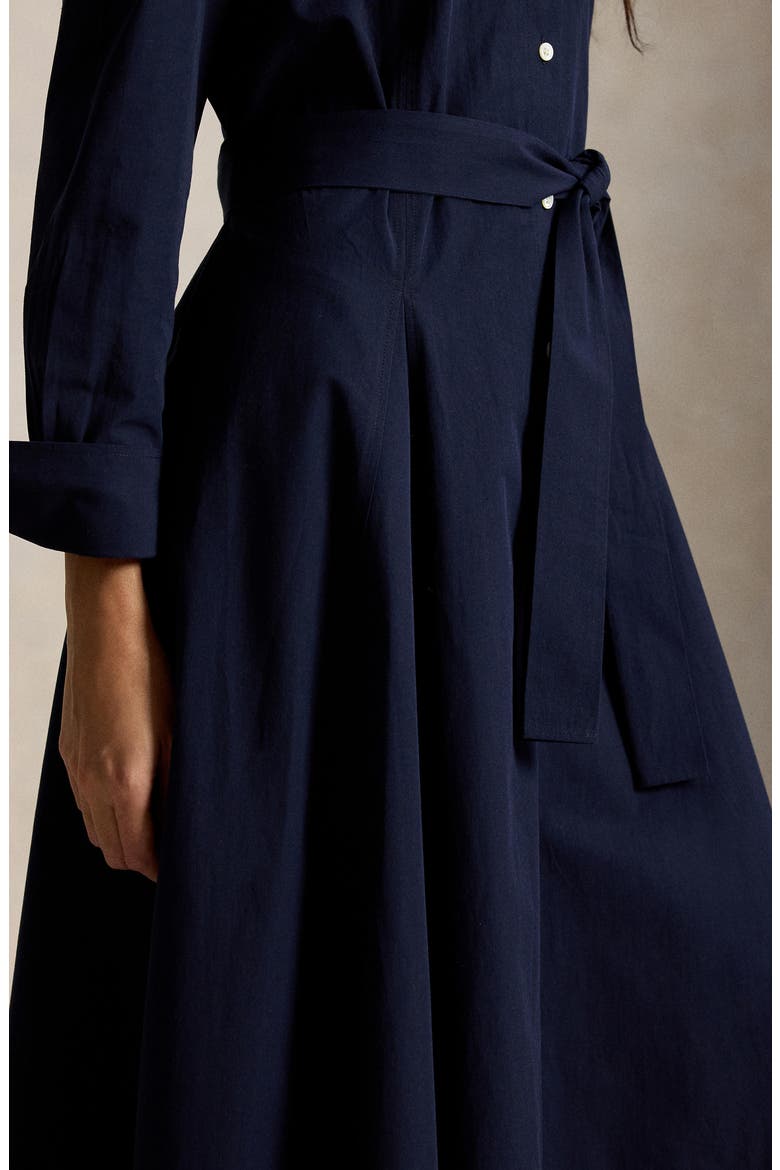 Cotton Canvas Belted Shirtdress, Alternate, color, HUNTER NAVY