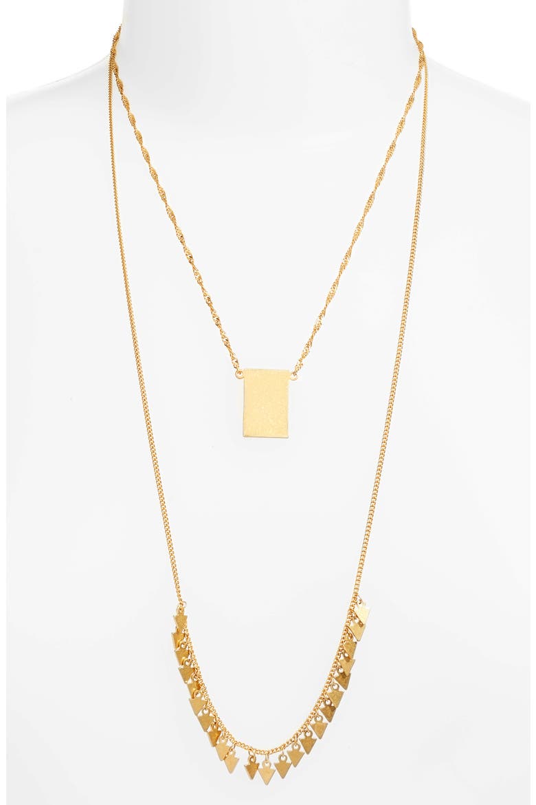 Dancing Arrow Layered Necklace, Main, color, VINTAGE GOLD