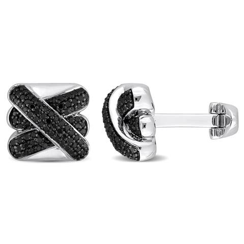 Black Diamond Square Crossover Cufflinks