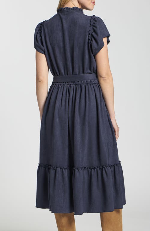 Apny Tiered Midi Dress In Blue