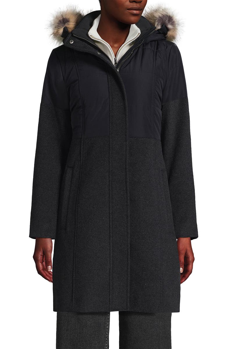 Lands' End Wool Hybrid Coat, Main, color, 