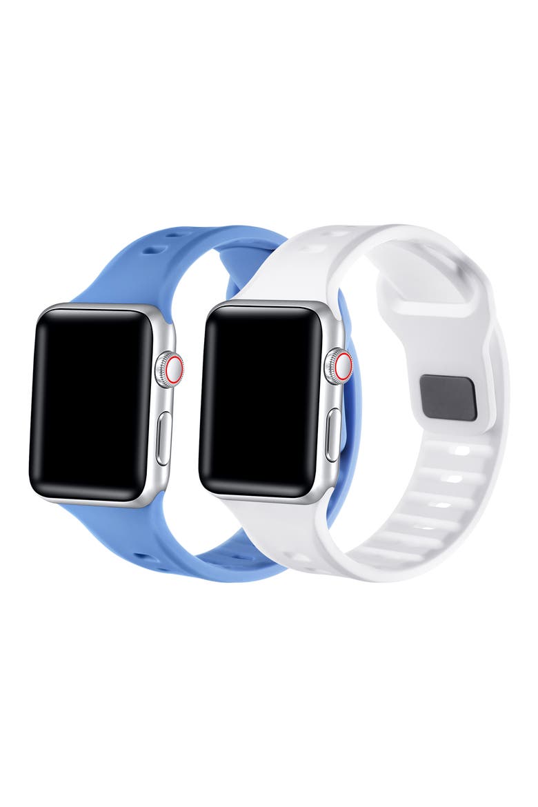 Assorted 2-Pack Silicone Apple Watch® Watchbands, Alternate, color, WHITE/NAVY BLUE