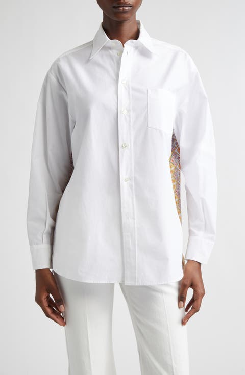 Print Back Relaxed Fit Cotton Button-Up Shirt