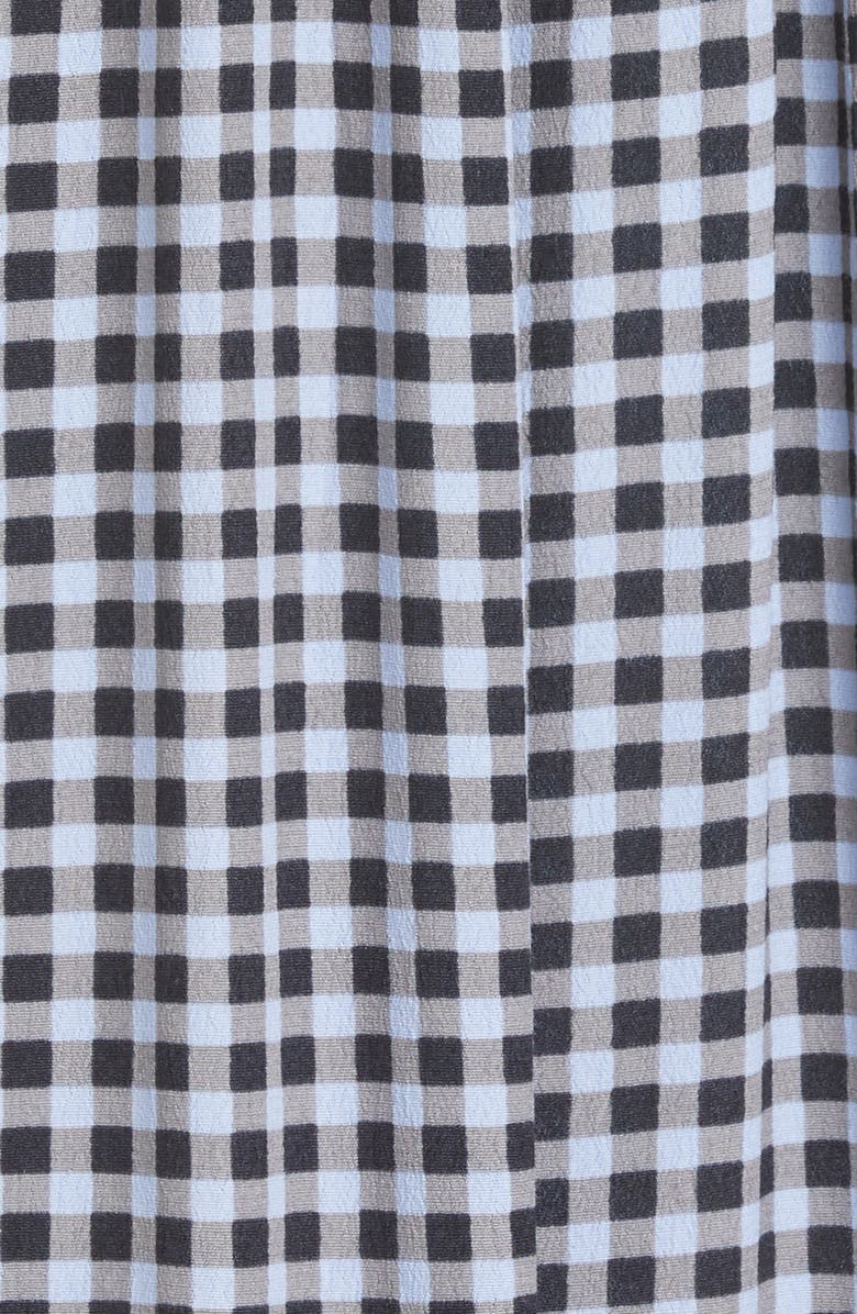 Ganni High Neck Long Sleeve Crepe Midi Dress, Alternate, color,