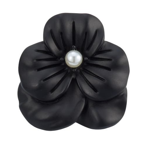 Jan Leslie Matte Flower Lapel Pin In Black