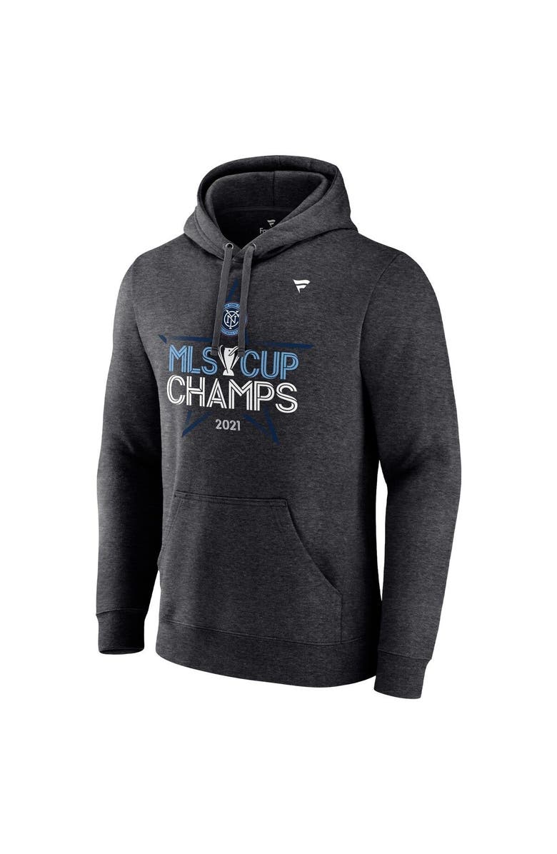 FANATICS Men's Fanatics Branded Heathered Charcoal New York City FC 2021 MLS Cup Champions Locker Room Pullover Hoodie, Alternate, color, 