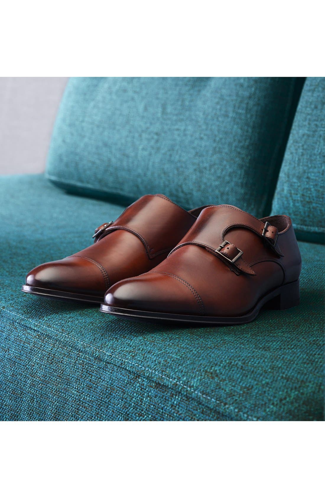 'Medford' Double Monk Strap Shoe, Alternate, color, BLACK LEATHER
