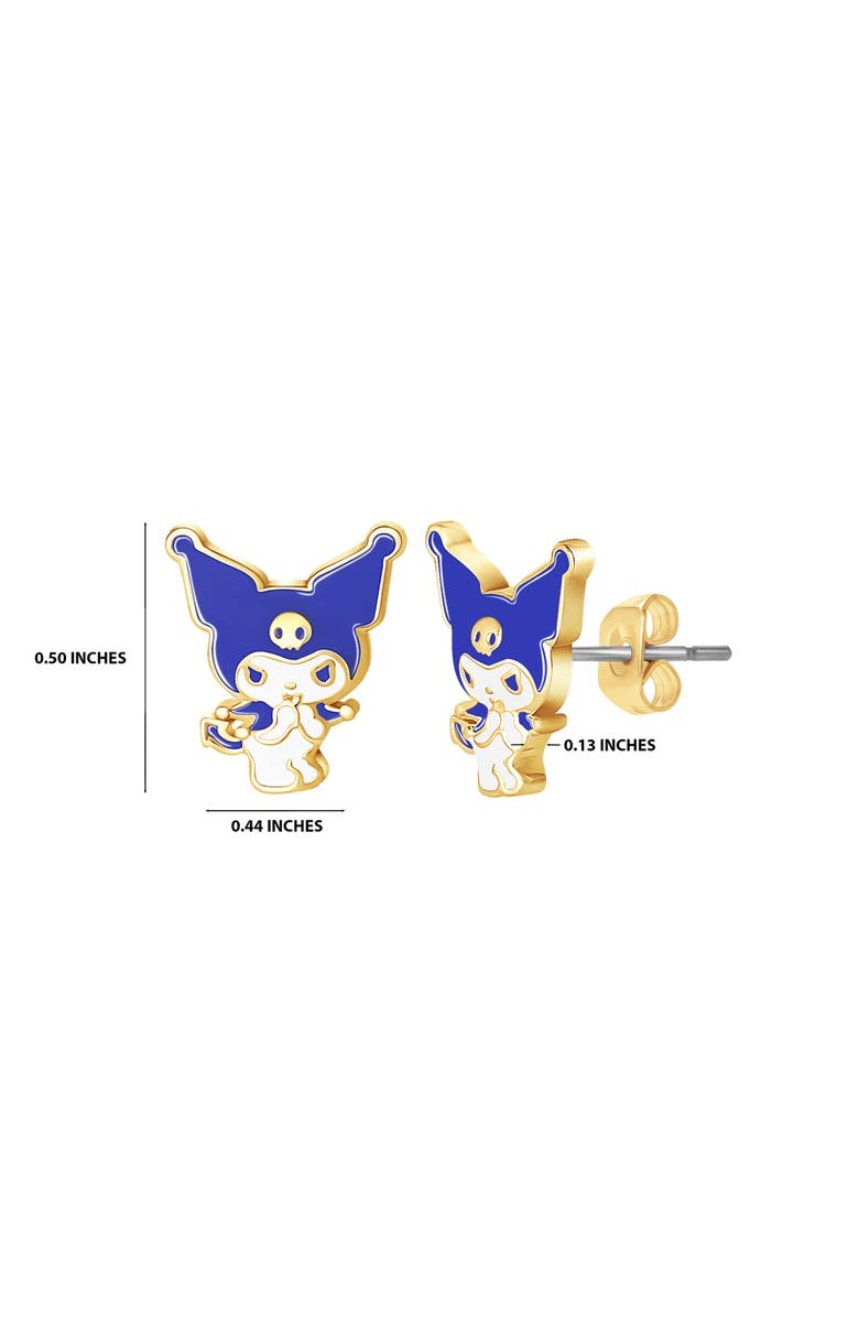 Hello Kitty Kuromi Flash Plated Enamel Stud Earrings, Alternate, color, Blue, White, Gold