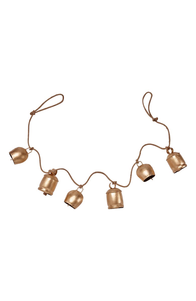 tag Antique Gold Bell Jute Rope Garland Decorative Wall Banner, Main, color, Gold
