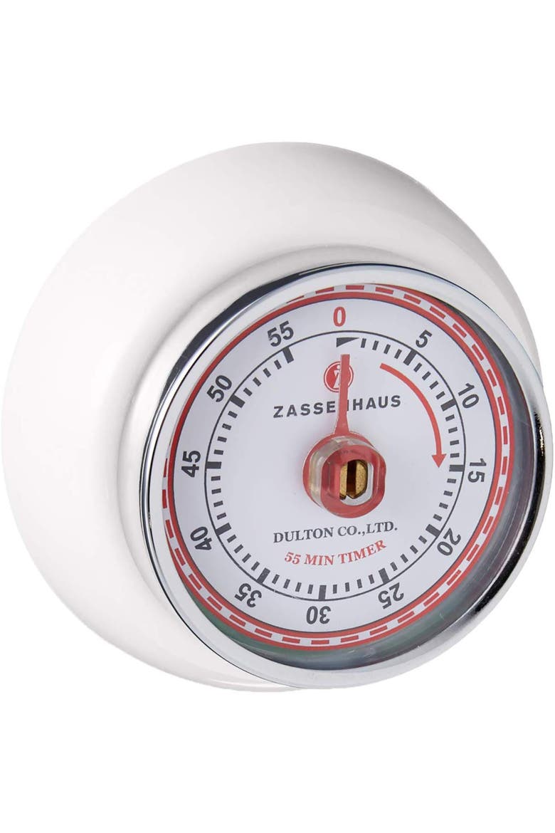 Magnetic Retro 60 Minute Kitchen Timer, 2.75-Inch, Alternate, color, White