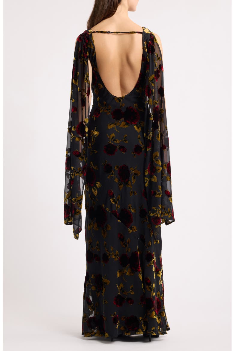 Archer Scarf Sleeveless Gown, Alternate, color, BLACK MULTI