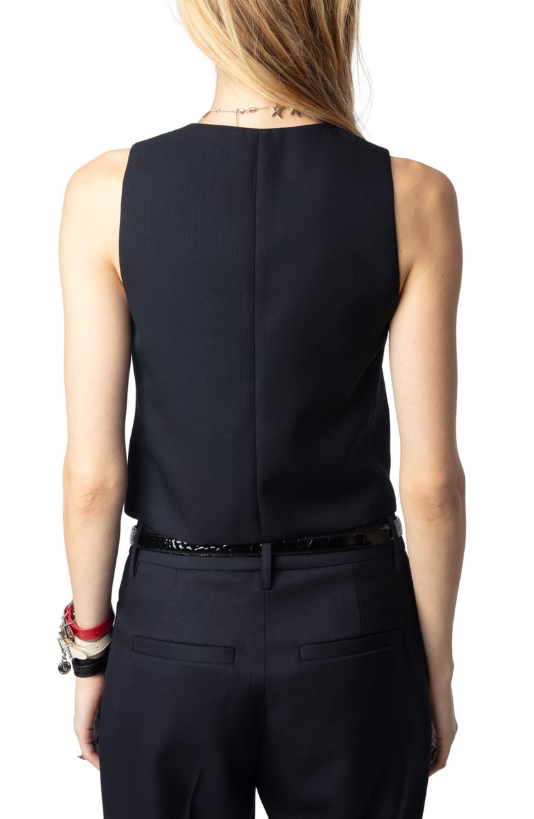 Zadig & Voltaire Emaux Virgin Wool Grain de Poudre Vest, Alternate, color, 
