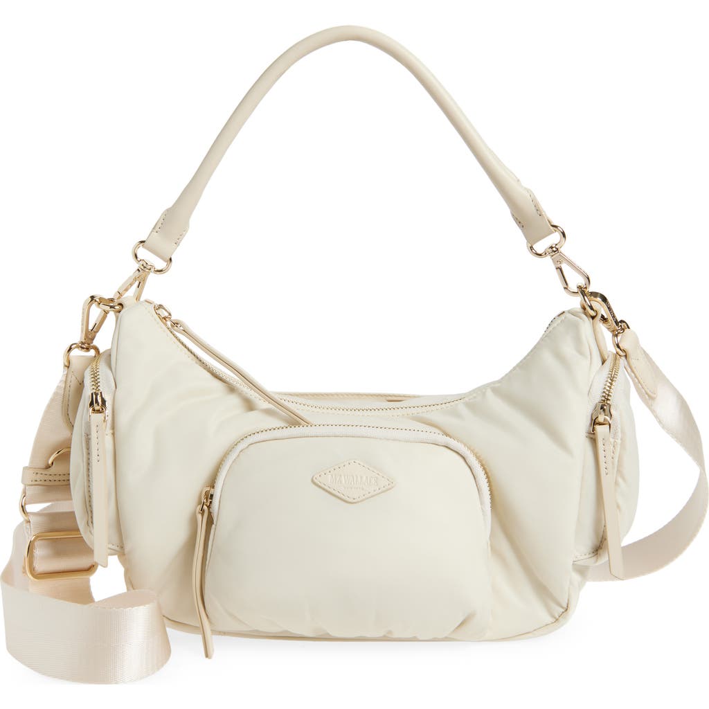 Mz Wallace Medium Chelsea Nylon Shoulder Bag In Sand