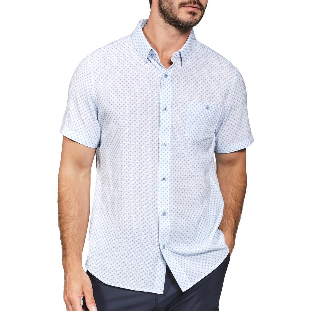 7 Diamonds Orion Neat Short Sleeve Performance Button-up Shirt In Light Blue