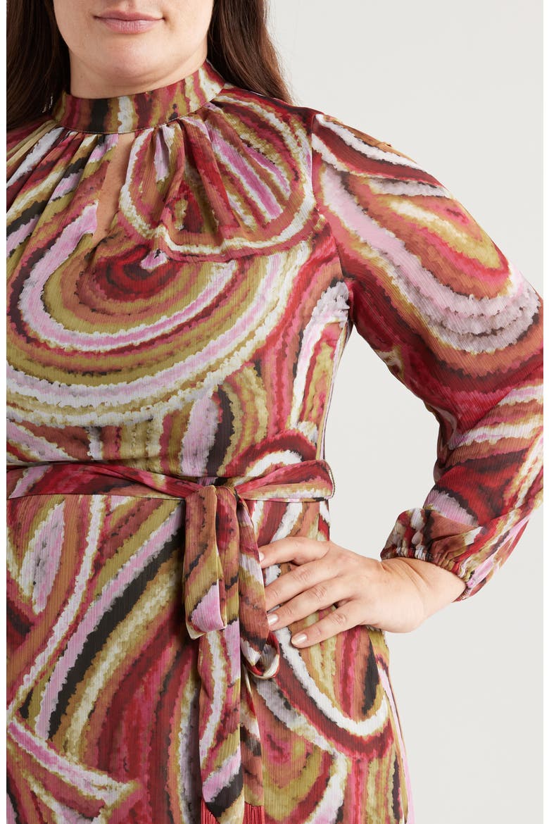 Chiffon Midi Dress, Alternate, color, OLIVE MULTI