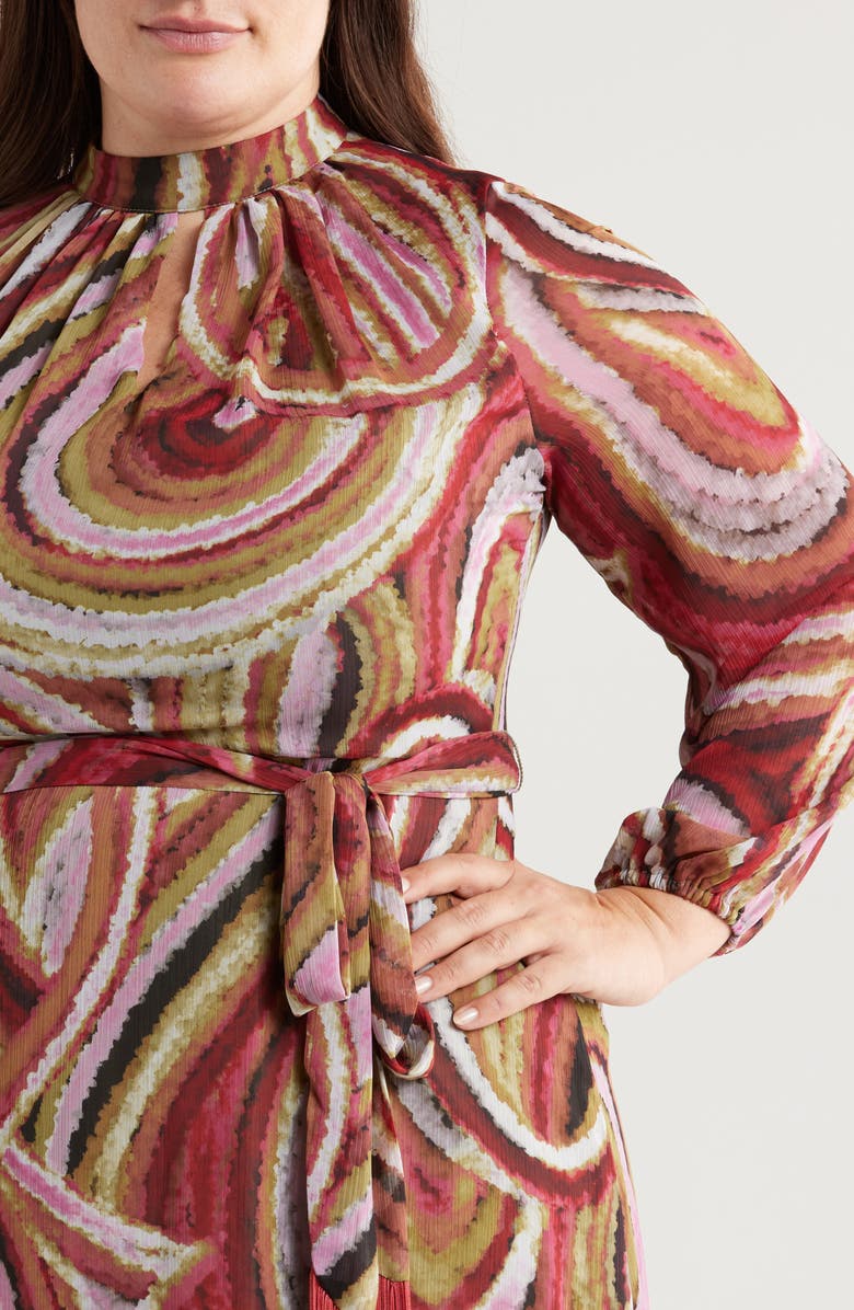 Tahari ASL Chiffon Midi Dress, Alternate, color, 