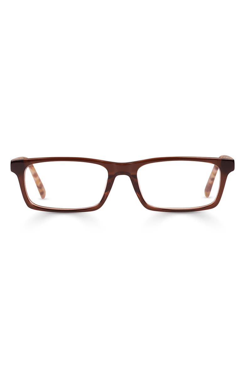 eyebobs Number Cruncher 53mm Rectangular Reading Glasses, Main, color, Hickory Brown Crystal