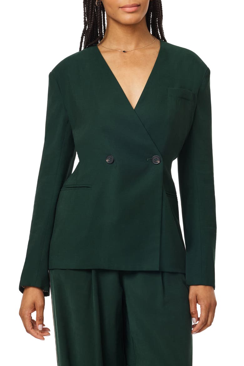 Tie Waist Blazer, Main, color, SCARAB