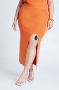 ELOQUII Knit Skirt With Slit And Hardware