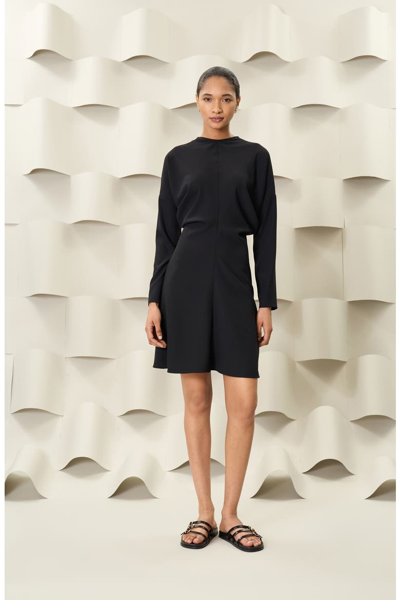 Long Sleeve Fit & Flare Dress, Alternate, color, BLACK