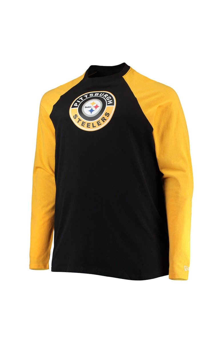 New Era Men's New Era Black/Gold Pittsburgh Steelers Big & Tall League Raglan Long Sleeve T-Shirt, Alternate, color, 