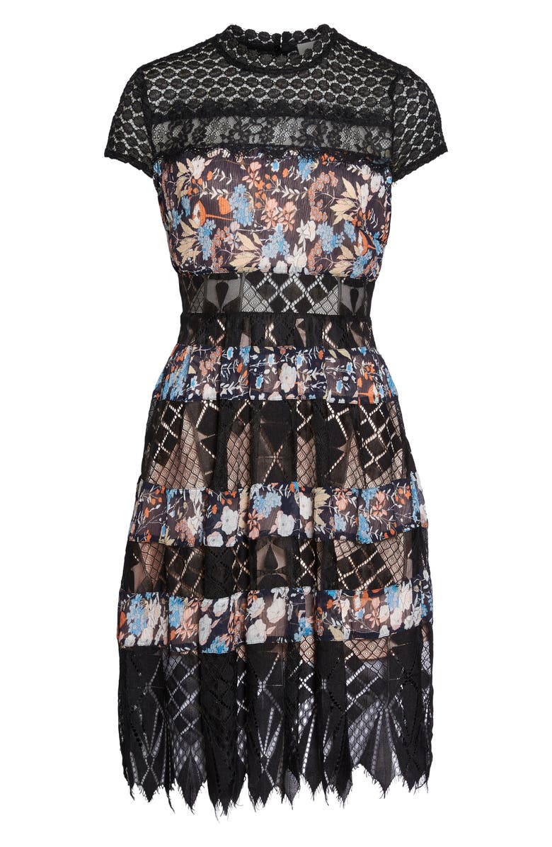 Foxiedox Adriana Lace Panel Dress, Alternate, color, 