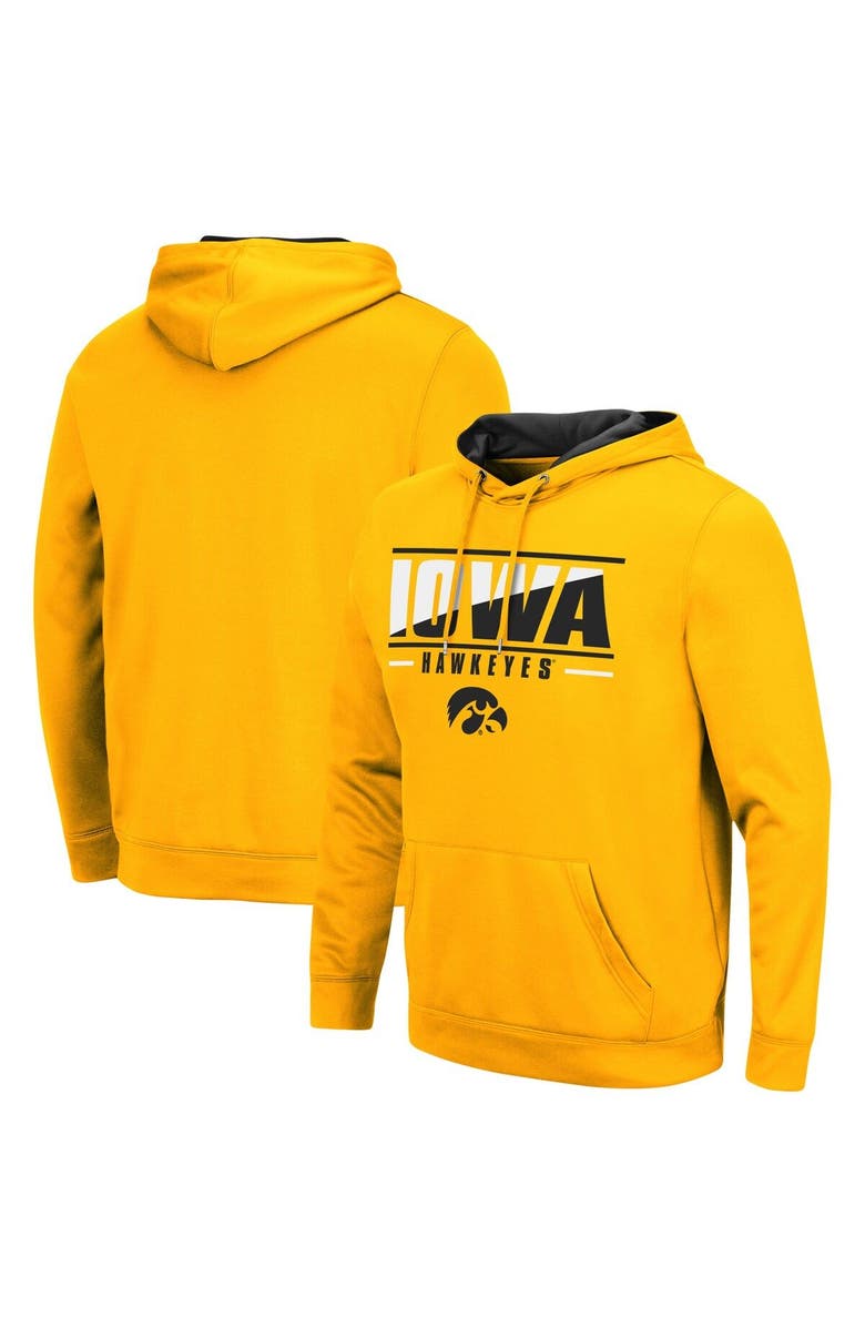 COLOSSEUM Men's Colosseum Gold Iowa Hawkeyes Slash Stack 2.0 Pullover Hoodie, Main, color, 