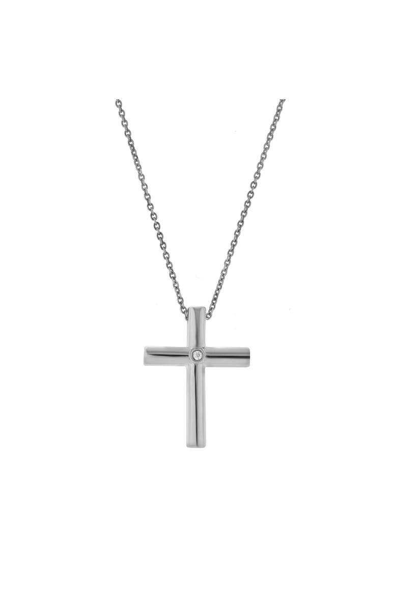 Kalyra Sterling Silver 0.01 Ct Diamond Cross Pendant, Main, color, 925 Sterling Silver