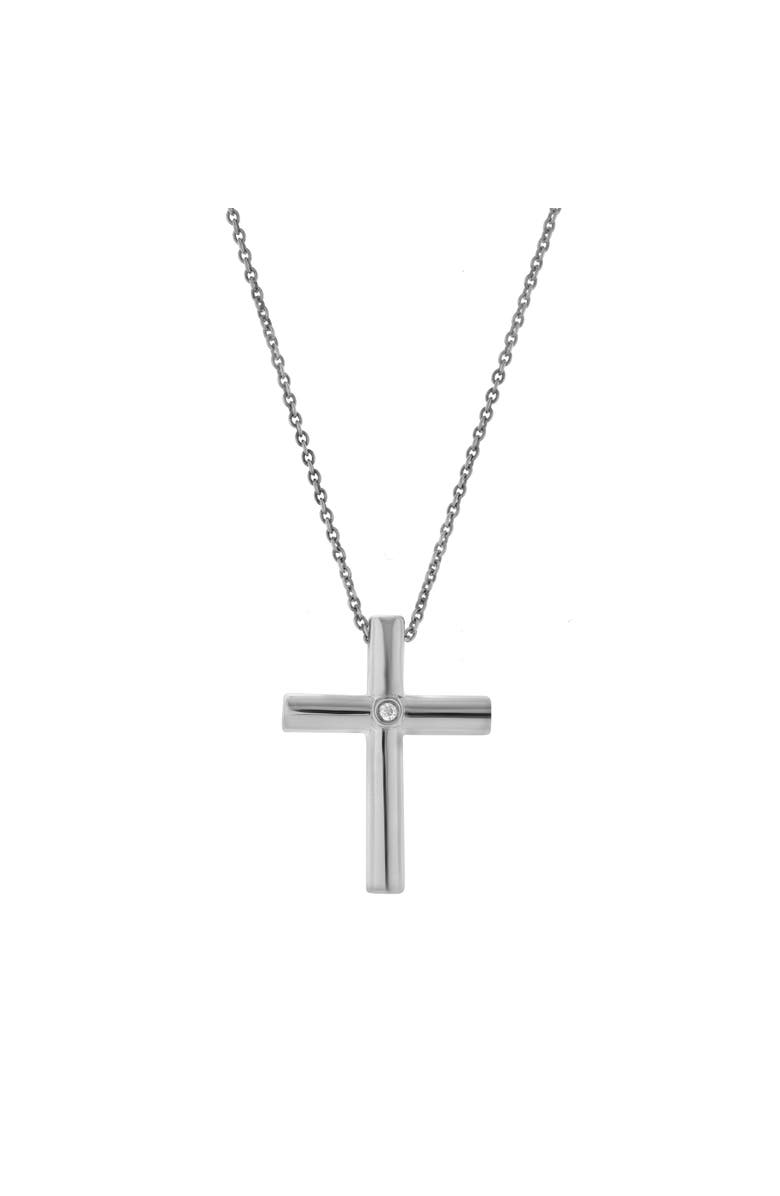 LuvMyJewelry Kalyra Sterling Silver 0.01 Ct Diamond Cross Pendant, Main, color, 925 Sterling Silver