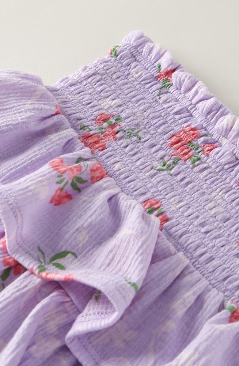 Nordstrom Kids' Smocked Tiered Skirt, Alternate, color, Purple Secret Bow Floral