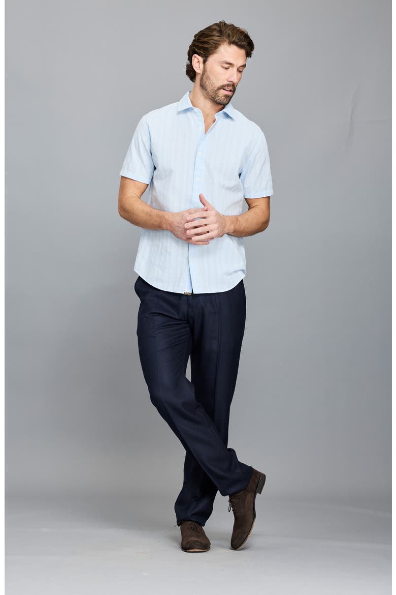 Textured Plaid Cotton Button-Up Shirt, Alternate, color, LIGHT BLUE