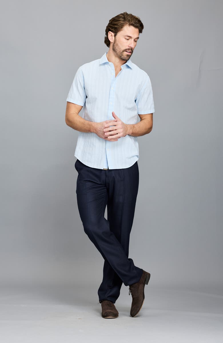 Billy Reid Textured Plaid Cotton Button-Up Shirt, Alternate, color, Light Blue