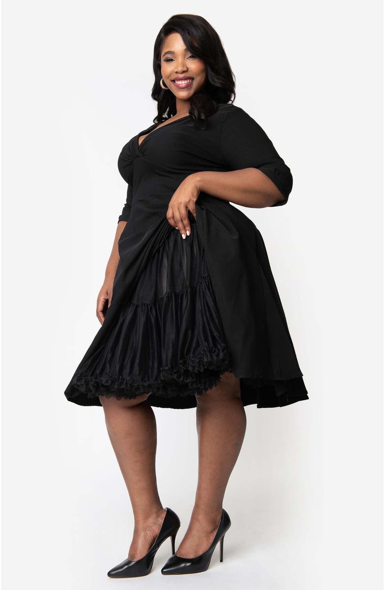 Unique Vintage Plus Size Ruffled Petticoat Crinoline, Main, color, Black