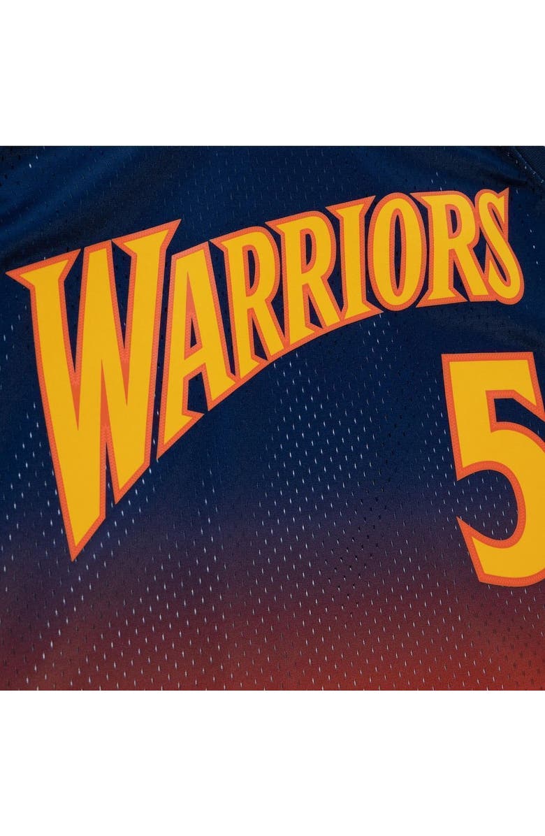Mitchell & Ness Men's Mitchell & Ness Baron Davis Navy/Orange Golden State Warriors 2006/07 Hardwood Classics Fadeaway Swingman Player Jersey, Alternate, color, 